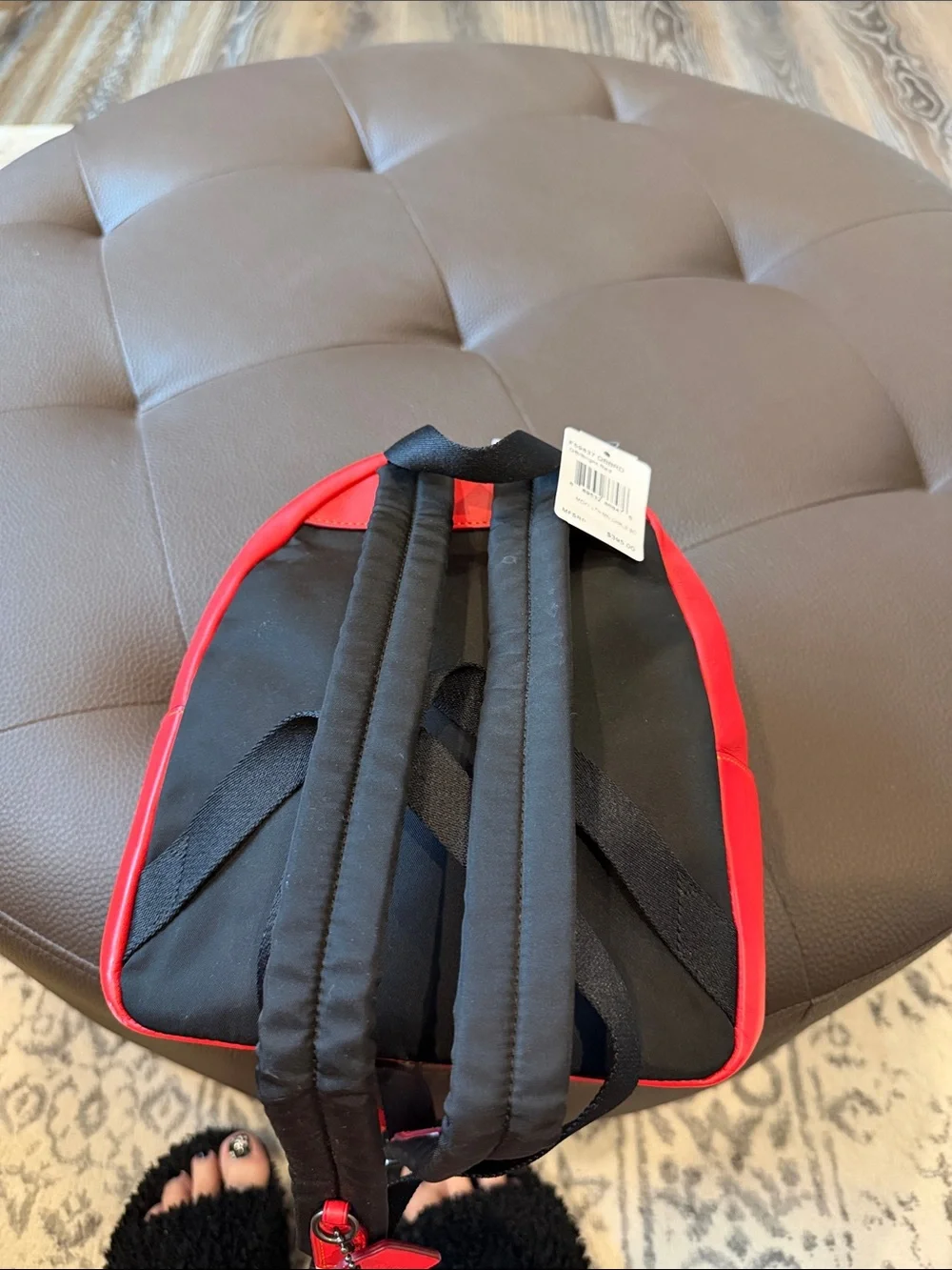 Coach Red Leather Mini Backpack with Motorcycle Mickey